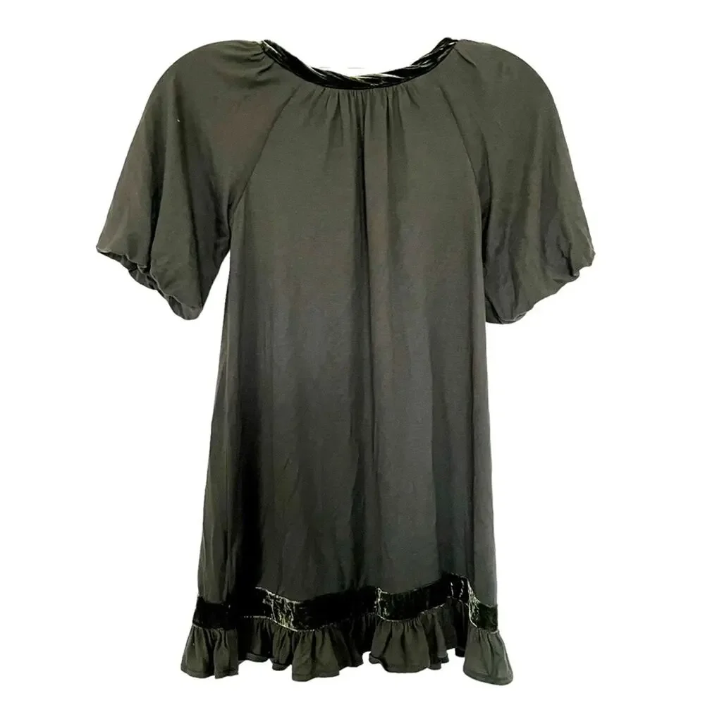 Juicy Couture girls green jersey shift dress velvet trim size 7